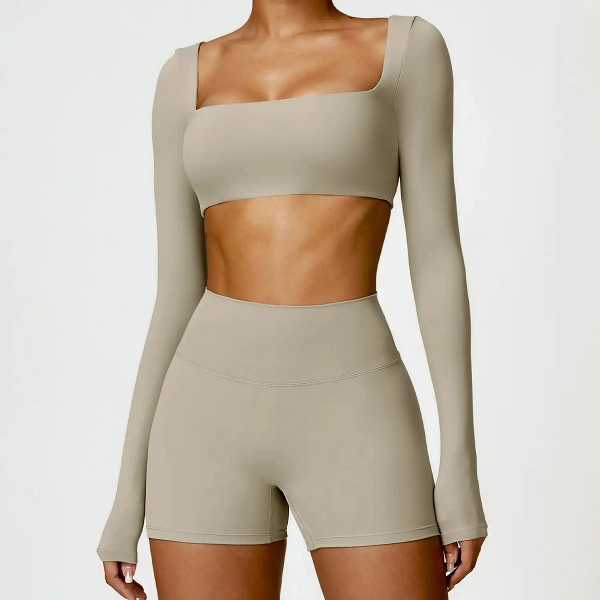 Ensemble Yoga Femme Manches Longues Taille Haute Deux Pièces - 10ans
