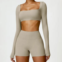 Ensemble Yoga Femme Manches Longues Taille Haute Deux Pièces - 10ans