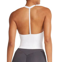 Top Crop Femme Sans Manches Col V Racerback Respirant Fitness - OR278