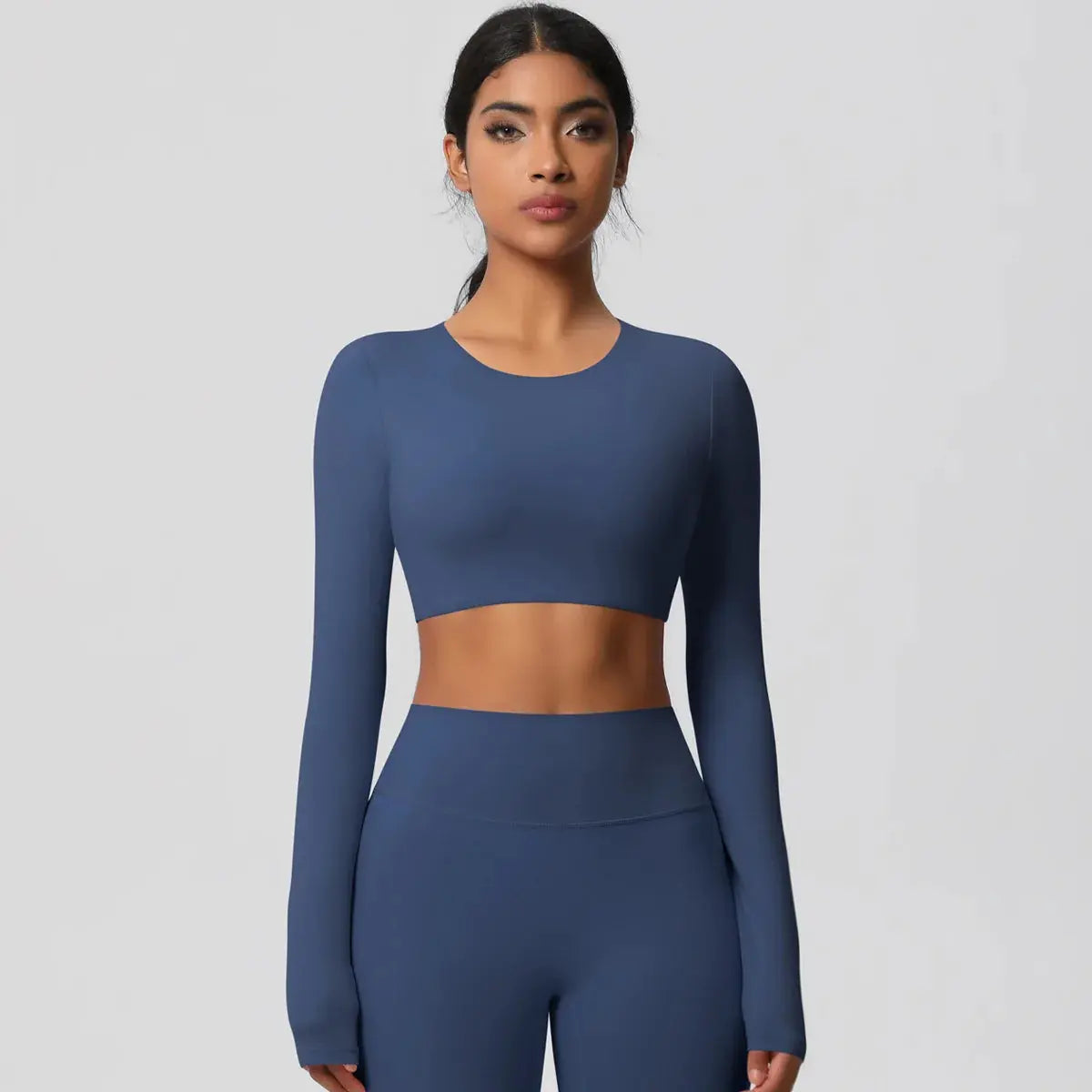 Ensemble Yoga Femme 2 Pièces Sans Manches Col Halter Côtelé Sans Couture - Y3530118