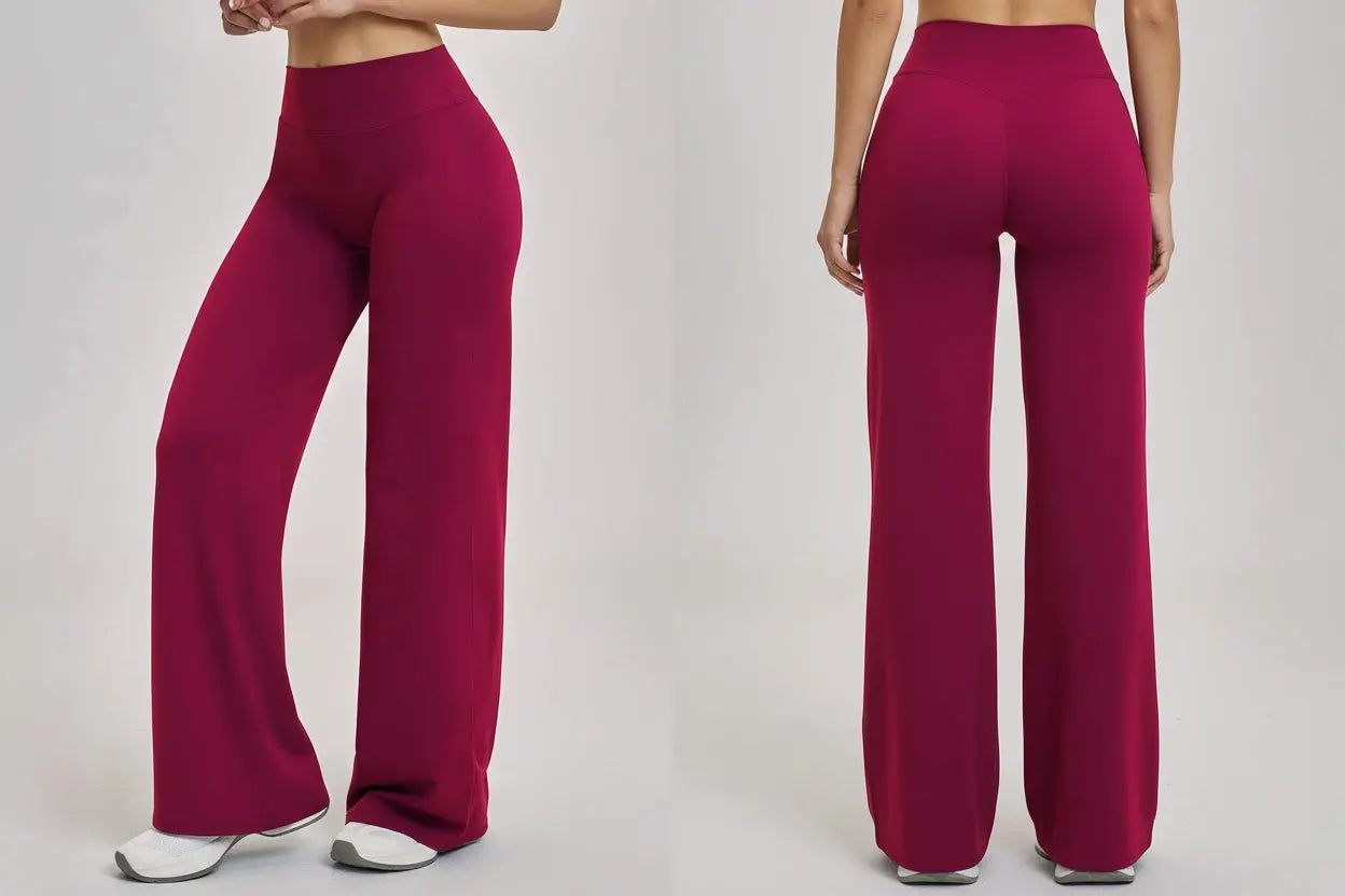 Pantalon Yoga Femme Droit Large - Taille Haute et Contrôle Abdominal
