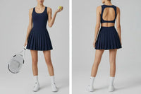 Robe de Tennis Femme Dos Nu à Short Intégré - Jupe Plissée