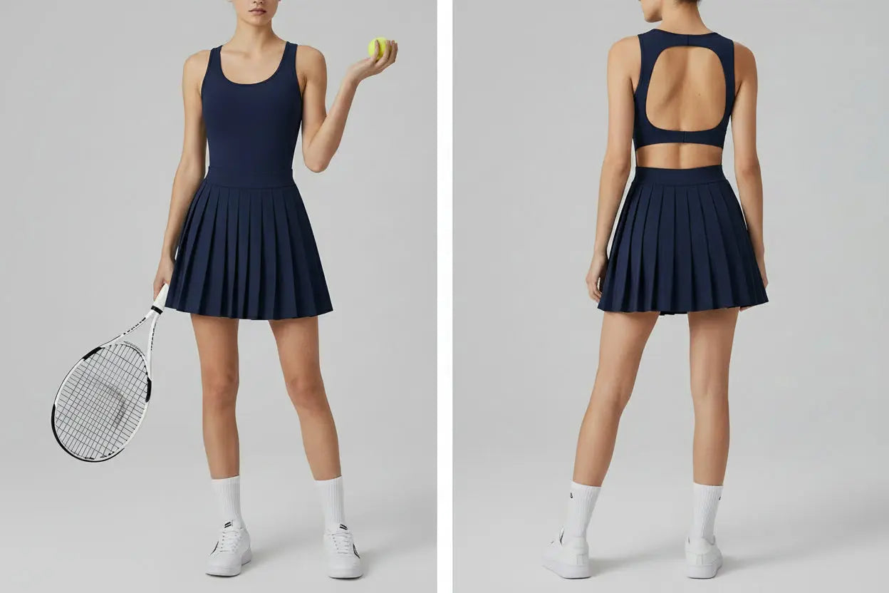 Robe de Tennis Femme Dos Nu à Short Intégré - Jupe Plissée