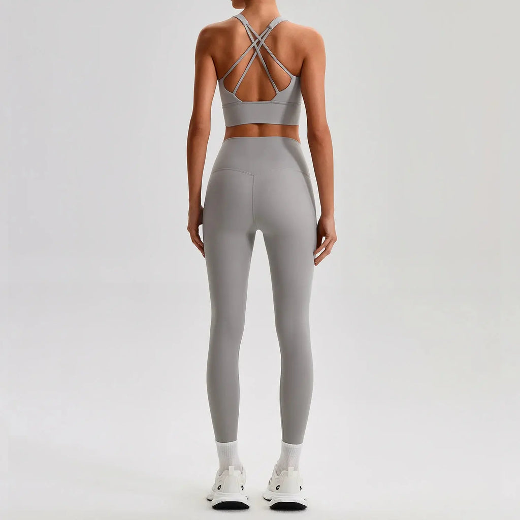 Ensemble Yoga Femme 2 Pièces - Soutien-Gorge Dos Croisé et Legging Taille Haute - JYTZ8697