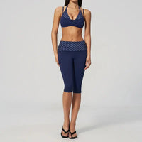 Ensemble Fitness Femme 2 Pièces Col Halter Bloc Couleur Séchage Rapide - BM-S2347