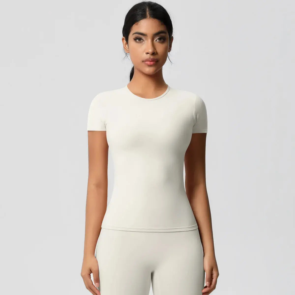 Ensemble Yoga Femme 2 Pièces Sans Manches Col Halter Côtelé Sans Couture - Y3530118