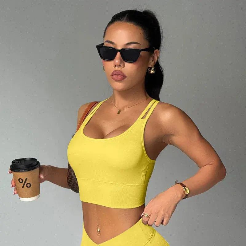 Top Yoga Femme Dos Nu Sans Manches Respirant Maintien Moyen - BG007