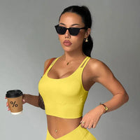 Top Yoga Femme Dos Nu Sans Manches Respirant Maintien Moyen - BG007