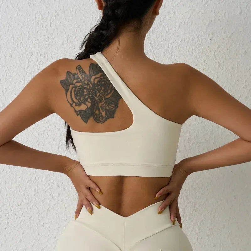 Soutien-Gorge Yoga Femme Une Épaule Sans Couture Maintien Élevé Sangles Y - WX18