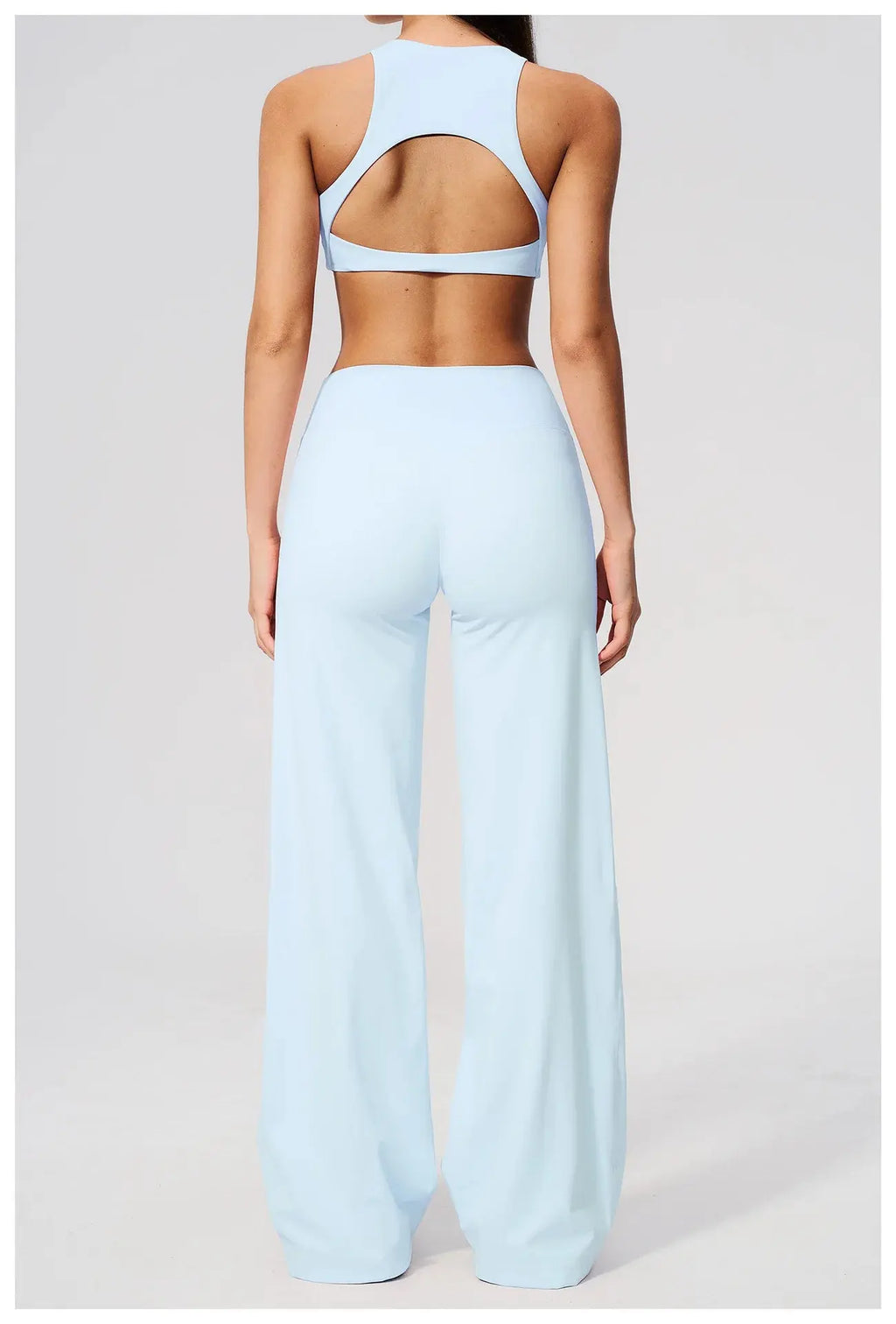 Ensemble Yoga Femme 2 Pièces Dos Nu - Soutien-Gorge et Pantalon Évasé Taille Haute