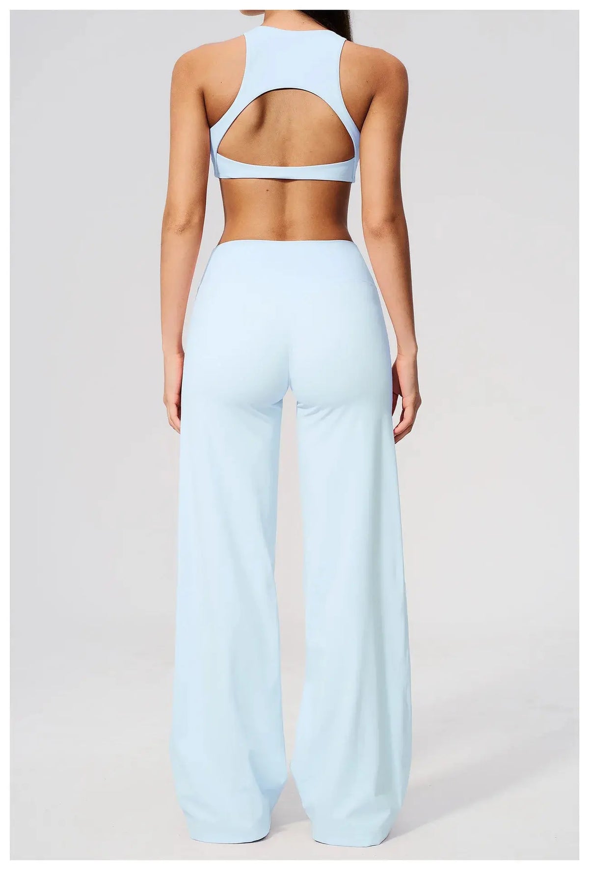 Ensemble Yoga Femme 2 Pièces Dos Nu - Soutien-Gorge et Pantalon Évasé Taille Haute