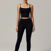 Ensemble Yoga Femme 2 Pièces Sans Manches Taille Haute - Débardeur Col Halter et Short Respirant - DBX5009