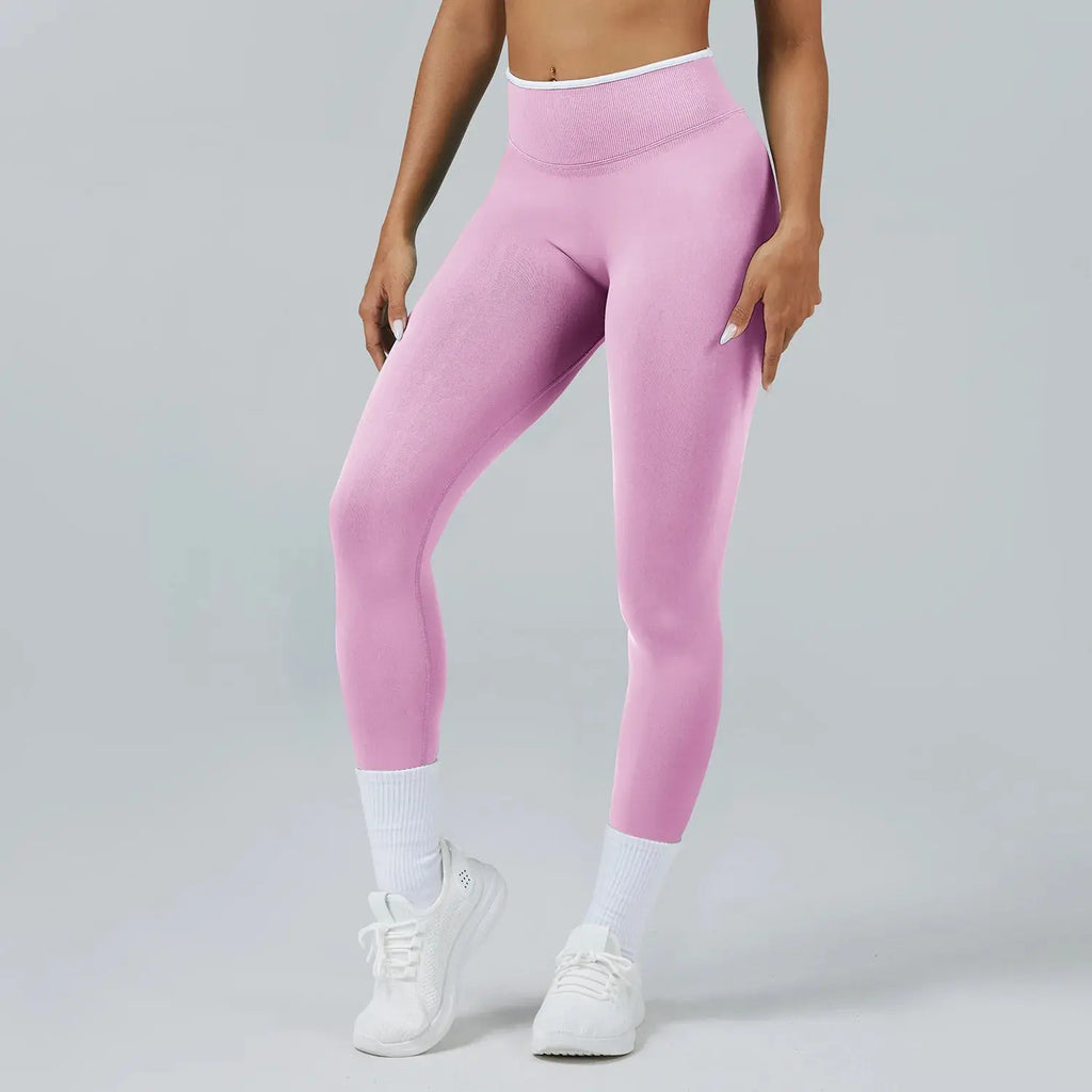 Legging Taille Haute Femme Color Block - Effet Fessier Galbé Sans Couture