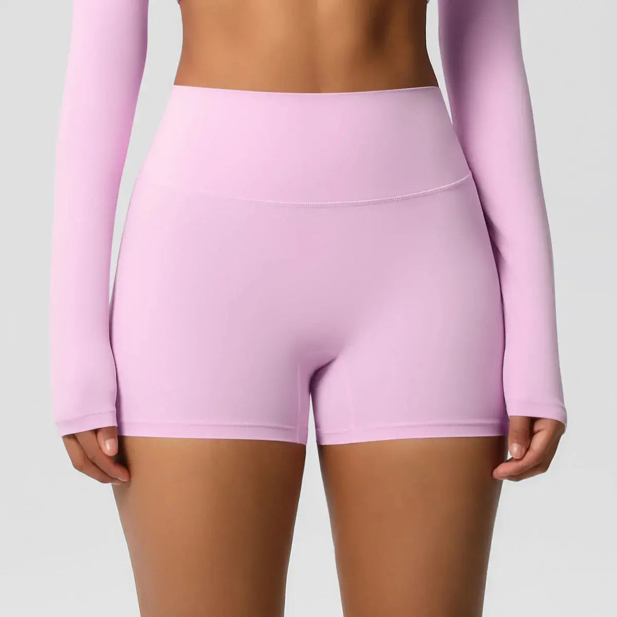 Ensemble Sport Femme 2 Pièces - Soutien-Gorge à Manches Longues et Short Taille Haute - 004