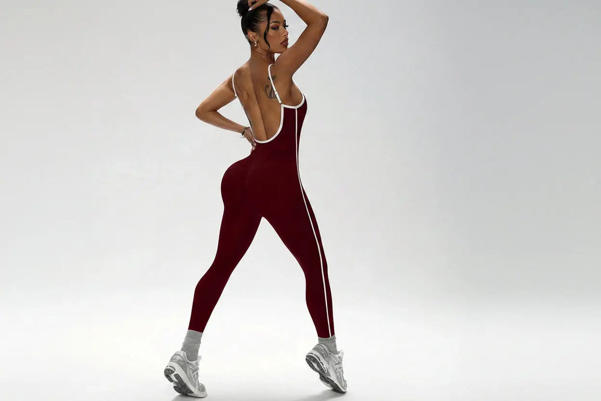 Body Femme Sans Couture Décolleté en V Sans Manches - Bloc Couleur Côtelé Séchage Rapide - lt4158
