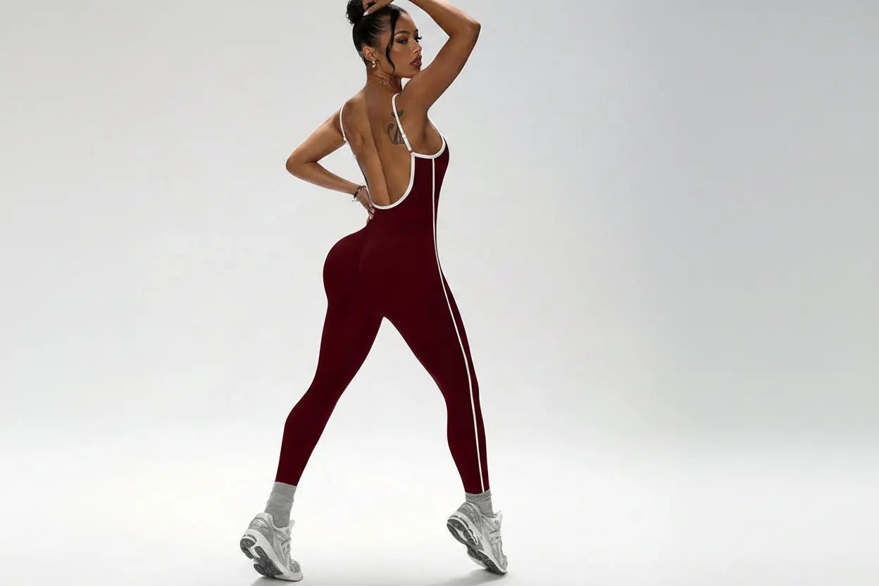Body Femme Sans Couture Décolleté en V Sans Manches - Bloc Couleur Côtelé Séchage Rapide - lt4158