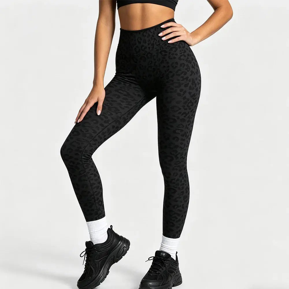 Ensemble Yoga Femme 2 Pièces Bloc Couleur Léopard Sans Couture - New Trend