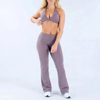 Ensemble Yoga Femme 2 Pièces Short Respirant - Nylon Spandex pour Pilates et Fitness