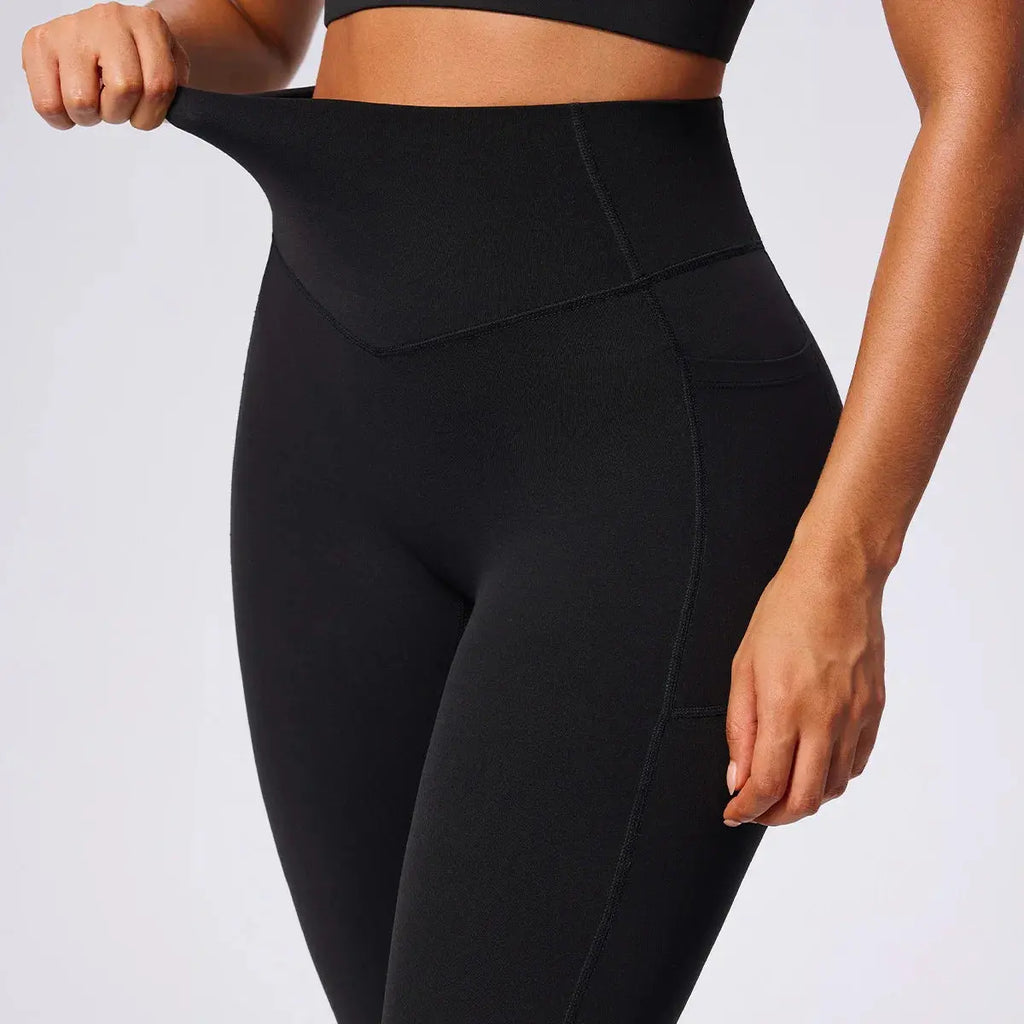 Legging Taille Haute Femme avec Poches Latérales - Extensible 4 Sens