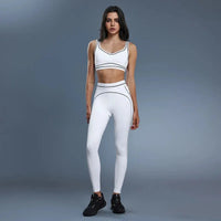 Ensemble Yoga Femme 2 Pièces - Soutien-Gorge à Bretelles et Legging Taille Haute Sans Couture - D25128+D25129