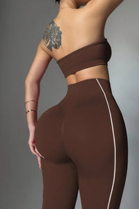 Ensemble Yoga Femme 2 Pièces - Soutien-Gorge Sans Bretelles et Legging Taille Haute