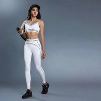 Ensemble Yoga Femme 2 Pièces - Soutien-Gorge à Bretelles et Legging Taille Haute Sans Couture - D25128+D25129