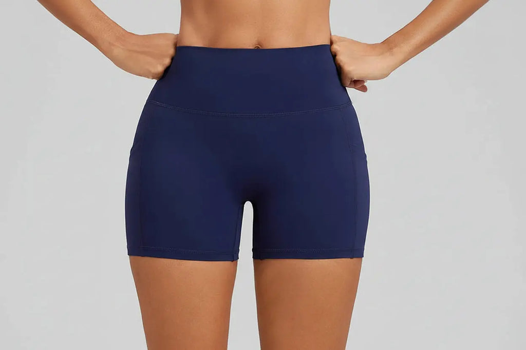 Short de Yoga Femme Taille Haute Poches Latérales Effet Peach Butt Respirant - BM-SR819