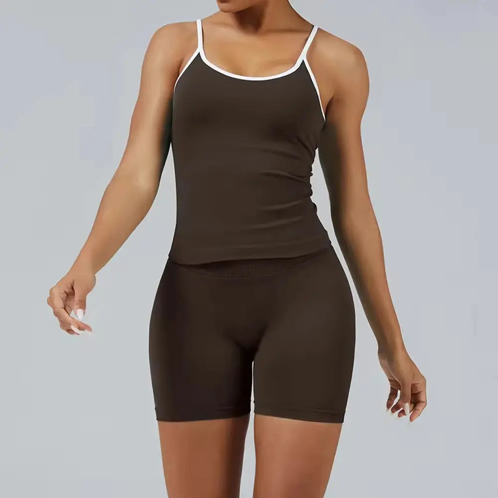 Ensemble Yoga Femme 2 Pièces Bloc Couleur Léopard Sans Couture - New Trend