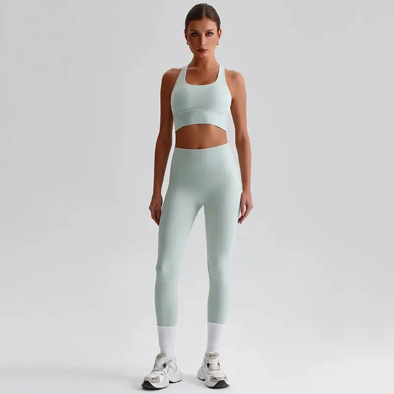 Ensemble Yoga Femme 2 Pièces - Soutien-Gorge Dos Croisé et Legging Taille Haute - JYTZ8697
