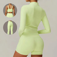 Ensemble Yoga Femme 2 Pièces Manches Longues Respirant Taille Haute - CCX8503