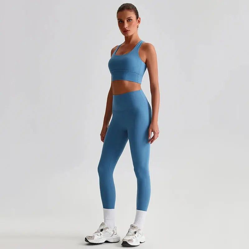 Ensemble Yoga Femme 2 Pièces - Soutien-Gorge Dos Croisé et Legging Taille Haute - JYTZ8697