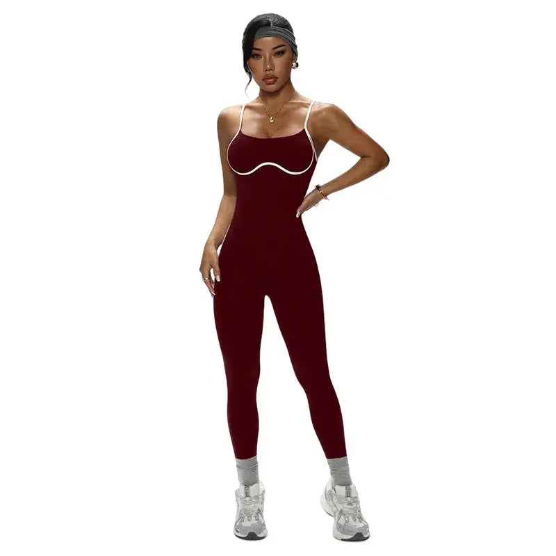 Body Femme Sans Couture Décolleté en V Sans Manches - Bloc Couleur Côtelé Séchage Rapide - lt4158