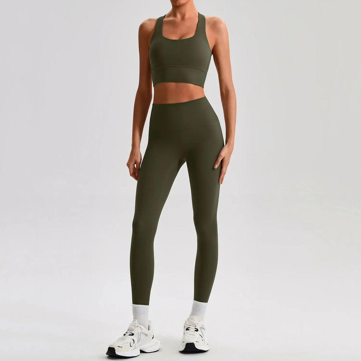 Ensemble Yoga Femme 2 Pièces - Soutien-Gorge Dos Croisé et Legging Taille Haute - JYTZ8697
