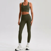 Ensemble Yoga Femme 2 Pièces - Soutien-Gorge Dos Croisé et Legging Taille Haute - JYTZ8697