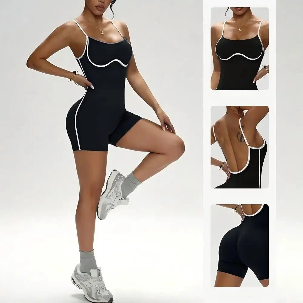 Body Femme à Bretelles Mince et Col Halter pour Yoga - Bleu