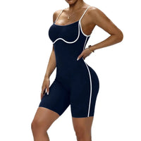 Body Femme à Bretelles Mince et Col Halter pour Yoga - Bleu