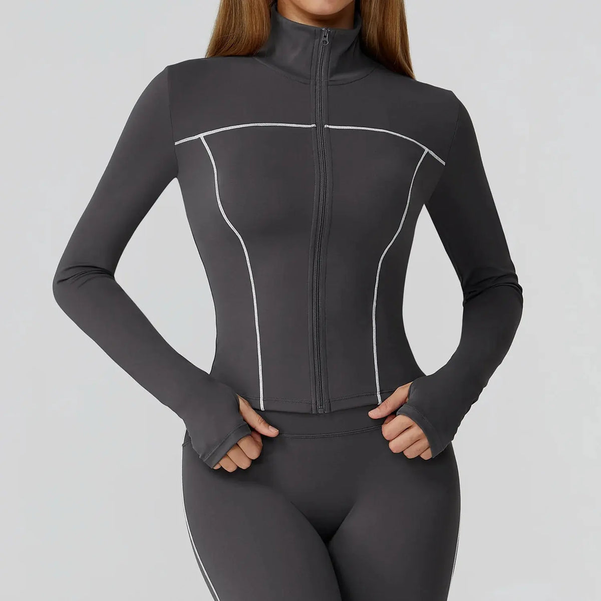 Veste Yoga Femme Slim à Ouverture pour les Pouces - Coupe-Vent et Respirante EWT2036