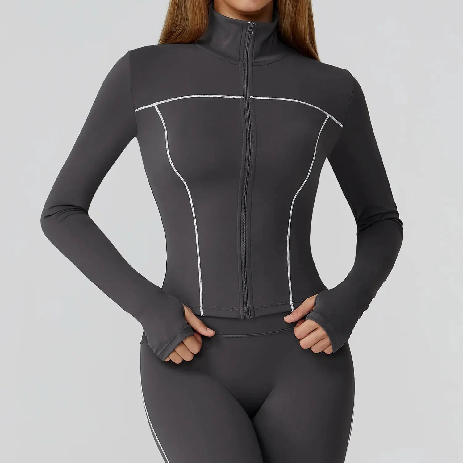 Veste Yoga Femme Slim à Ouverture pour les Pouces - Coupe-Vent et Respirante EWT2036