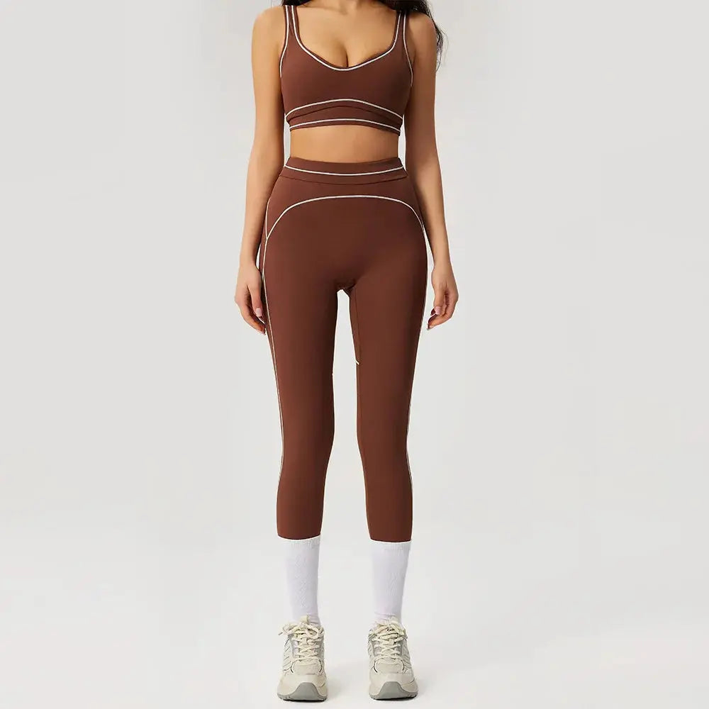 Ensemble Yoga Femme 2 Pièces Sans Manches à Bretelles - Dégradé de Couleurs, Séchage Rapide