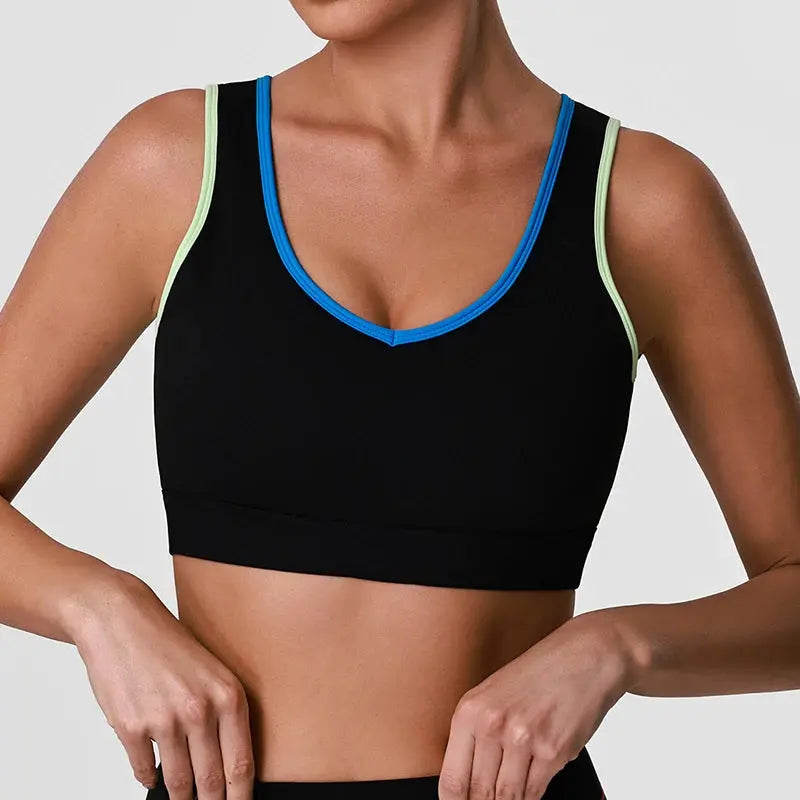 Débardeur Yoga Femme Dos Nu Bloc Couleur Soutien Fort Impact Respirant - BM-T813
