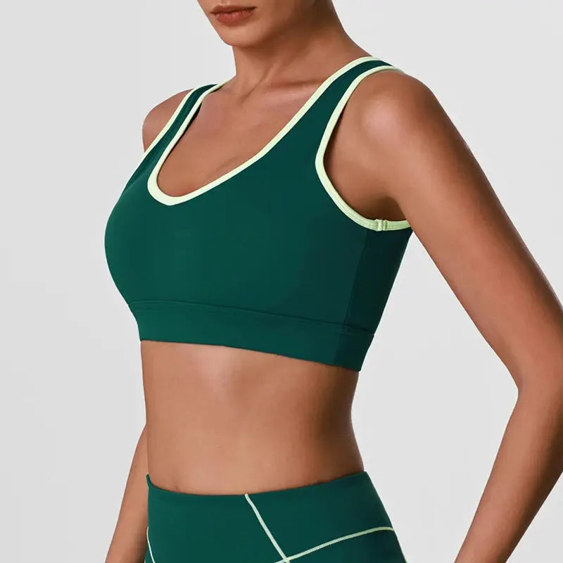 Débardeur Yoga Femme Dos Nu Bloc Couleur Soutien Fort Impact Respirant - BM-T813