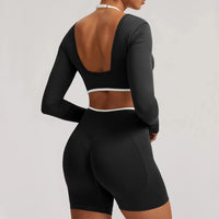 Ensemble Yoga Femme 2 Pièces Sans Couture - Legging Taille Haute et Soutien-Gorge Color Block