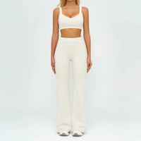 Ensemble Fitness Femme Color Block Sans Manches - Dos Nu et Pantalon Évasé