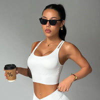 Top Yoga Femme Dos Nu Sans Manches Respirant Maintien Moyen - BG007