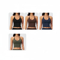Ensemble Fitness Femme à Bretelles en T - Short Taille Haute Repliable