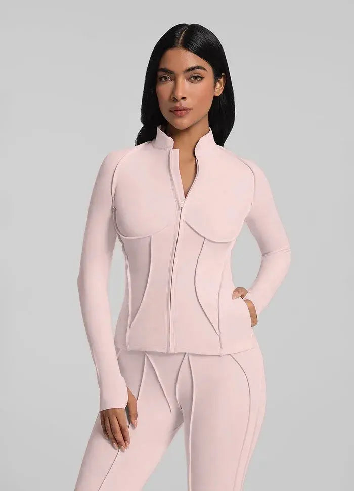 Veste de Sport Femme Premium Manches Longues Fermeture Éclair Col - 25157