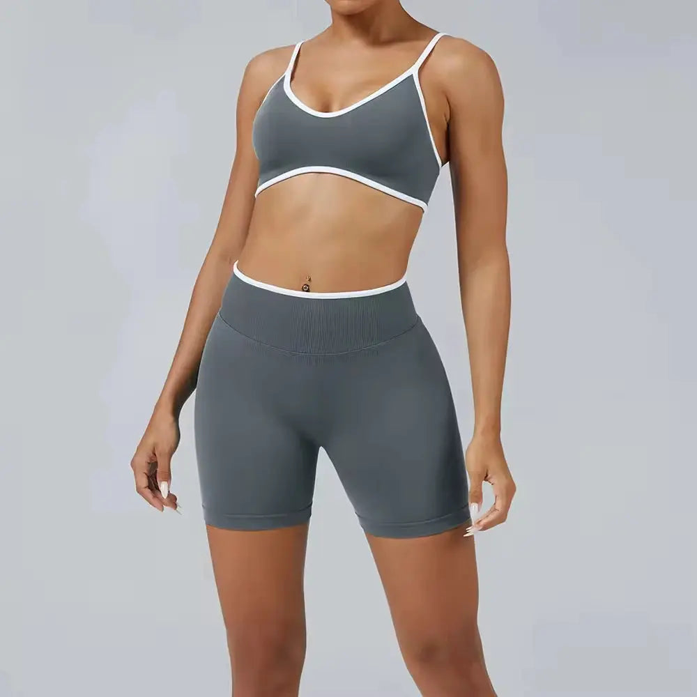 Ensemble Yoga Femme 2 Pièces Bloc Couleur Léopard Sans Couture - New Trend