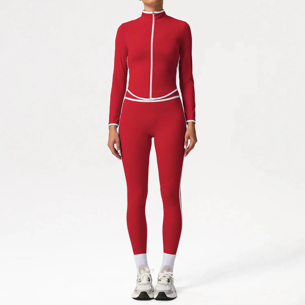 Ensemble de Yoga Femme à Rayures Blanches Automne