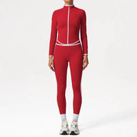 Ensemble de Yoga Femme à Rayures Blanches Automne