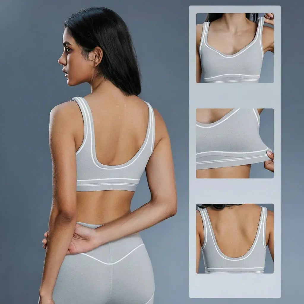Ensemble Yoga Femme 2 Pièces - Soutien-Gorge à Bretelles et Legging Taille Haute Sans Couture - D25128+D25129